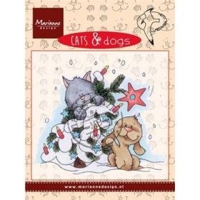 Stempel Cats & Dogs- Tree decorating pies kot zima