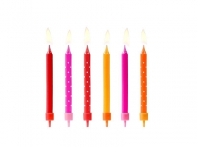 wieczki urodzinowe kolorowe, rowy mix 6szt.