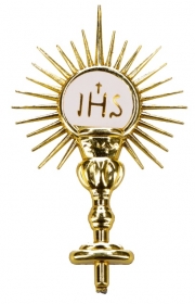 Kielich z hostią, hostia, IHS złoty