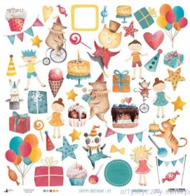 Papier elementy- Happy Birthday 07 30x30cm
