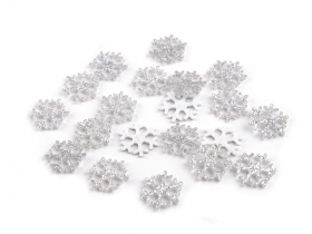 Patki niegu filcowe z brokatem 15mm srebrne 10sz