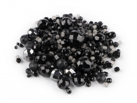 Koraliki szklane mix rozmiar czarne 25g