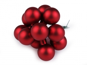 Bombki szklane na druciku 2,5cm 6szt. czerw matowe