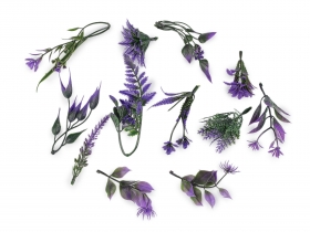 Ga��zka sztuczna listki mix fioletowy 11szt.