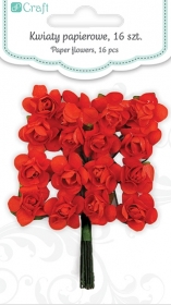 Kwiaty papierowe 2cm 16szt. re SPICE RED