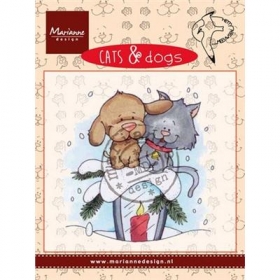 Stempel Cats & Dogs- Candle light pies kot zima