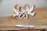 Love in 3D Heart doves and rings 3D serce box 10cm