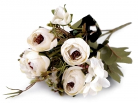Sztuczny jaskier peonie bukiet kremowy jasny pk 1