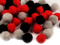 Pompon O20mm mix kolorw 8 czerwony 70szt.