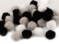 Pompon O20mm mix kolorw 9 czarny 70szt.