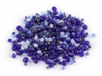 Koraliki szklane mix rozmiar niebieskie 25g