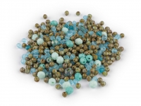 Koraliki szklane mix rozmiar turkusowy 25g