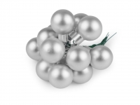 Bombki szklane na druciku 2,5cm 6szt. srebr matowe