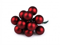 Bombki szklane na druciku 2cm 6szt. czer ciem mat