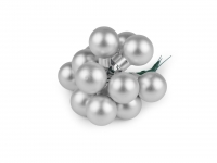 Bombki szklane na druciku 2cm 6szt. srebrny matowy