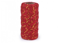 Sznurek bawe� O1,5 mm z lureksem czerw z�oty 17m.