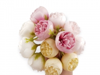 Kwiat materia�owy jaskier peonie 3,5 3szt. KREMOWE