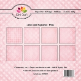 Papiery Dixi 15x15 cm Lines and squares Pink